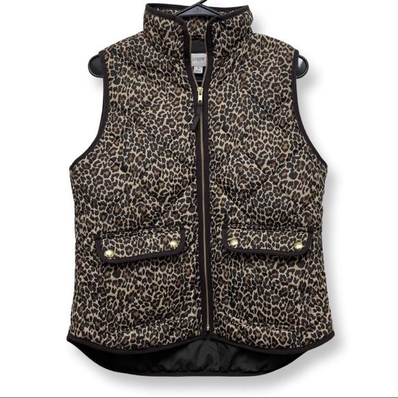 J. Crew Jackets & Blazers - J Crew Factory Leopard Animal Print Puffer Vest XS